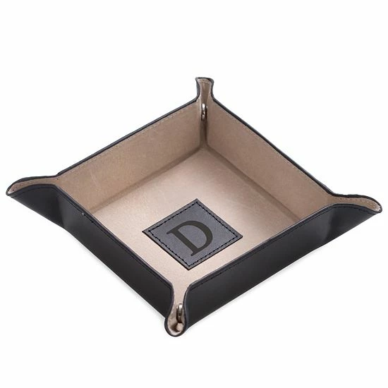 Promo ❤️ Unbranded Initial Monogrammed Black Leather Valet Tray 🧨