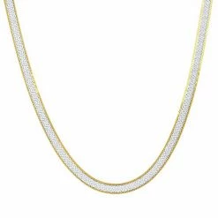 Buy 😀 Unbranded 18k Gold Over Silver Two Tone Reversible Herringbone Necklace ✔️