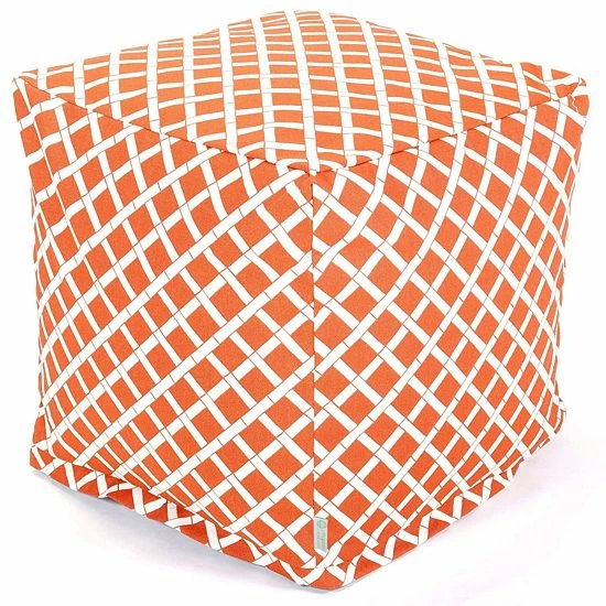 Best deal ๐ Unbranded Majestic Home Goods Geometric Indoor Outdoor Small Cube Ottoman Burnt Orange ๐ - Image 4