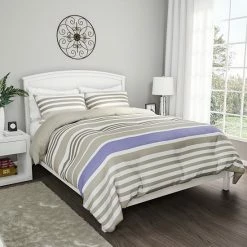 New 🤩 Unbranded Hypoallergenic Soft Microfiber Striped Down-Alternative Comforter Set Lavendar 😉