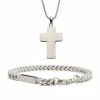 Buy ✨ Unbranded Gold Tone Ion-Plated Cross Pendant Necklace & Engravable Bracelet Set 😀