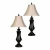 Budget 🎁 Unbranded 2-piece Bronze Wood Finish Table Lamp Set ⭐