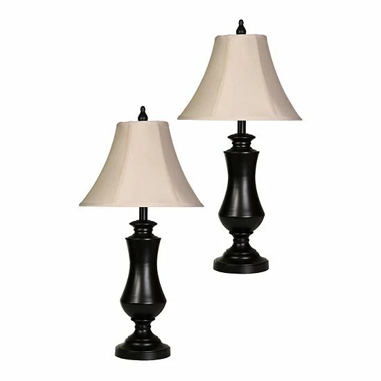 Budget 🎁 Unbranded 2-piece Bronze Wood Finish Table Lamp Set ⭐