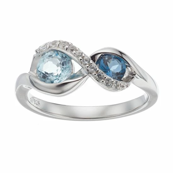 Best deal ๐ Unbranded Sterling Silver Blue Topaz & Lab-Created White Sapphire Infinity Ring โ๏ธ