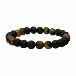 Buy 🎉 Unbranded Men's Lava Bead & Tiger's Eye Beaded Bracelet 🥰