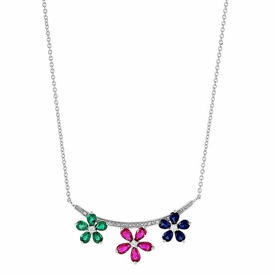 Coupon ๐งจ Unbranded Sterling Silver 1/10 Carat T.W. Diamond & Gemstone Necklace ๐