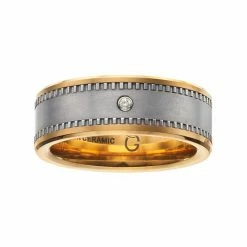 Best reviews of 💯 Unbranded Diamond Accent Stainless Steel & Yellow Ceramic Band - Men 🌟