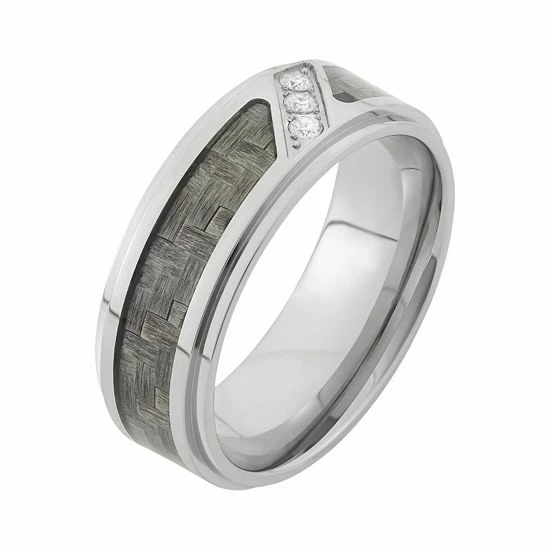 Cheapest ๐ Unbranded 1/10 Carat T.W. Diamond Stainless Steel And Carbon Fiber Wedding Band - Men ๐ - Image 2