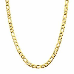 Wholesale 👍 Unbranded 18k Gold Over Stainless Steel Figaro Chain Necklace Gold Tone 4mm 🔔