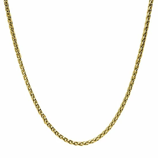 Outlet 🛒 Unbranded Men's Stainless Steel 3.4 Mm Round Wheat Chain Necklace Gold Tone 😉 - Image 3