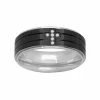 Outlet 🛒 Unbranded Diamond Accent Stainless Steel & Black Ion-Plated Stainless Steel Cross Grooved Band - Men ✔️