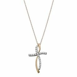 Top 10 ✨ Unbranded 10k Gold 1/4-ct. T.W. Diamond Wave Cross Pendant 👏