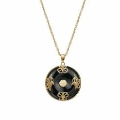 Promo 🥰 Unbranded 18k Gold Over Sterling Silver Black Agate Pendant Necklace 🛒