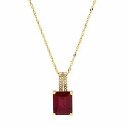Budget 🧨 Unbranded 14k Gold Over Silver Lab-Created Ruby & Diamond Accent Pendant 🔔