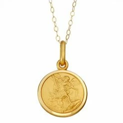 Promo ⭐ Unbranded 14k Gold St. Michael Medal Pendant Necklace 🔔