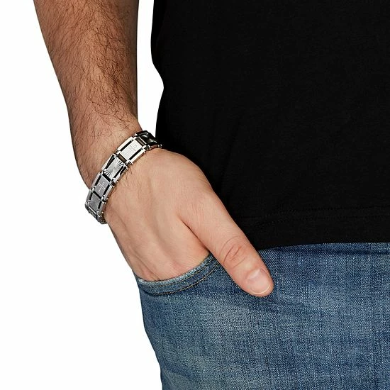 Coupon 🥰 Unbranded Men's Stainless Steel Cubic Zirconia Cross Link Bracelet ✔️ - Image 2