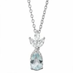 Best Pirce 🔥 Unbranded Sterling Silver Aquamarine & Lab-Created White Sapphire Angel Pendant 🔔