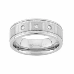 Brand new ⌛ Unbranded 1/10 Carat T.W. Diamond Stainless Steel Wedding Band - Men 🧨