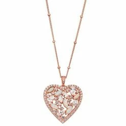Brand new 🎉 Unbranded 14k Rose Gold Over Sterling Silver Lab-Created Opal & Lab-Created White Sapphire Heart Pendant Necklace 👍