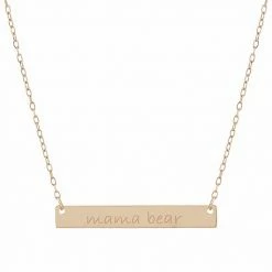 Cheapest ⌛ Unbranded Sterling Silver "Mama Bear" Bar Necklace Rose Tone 🎁