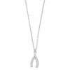 New 🥰 Unbranded Sterling Silver Cubic Zirconia Wishbone Pendant Necklace ⭐