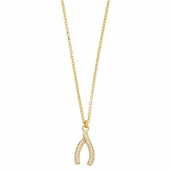 New 🥰 Unbranded Sterling Silver Cubic Zirconia Wishbone Pendant Necklace ⭐ - Image 2