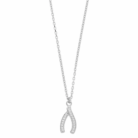 New 🥰 Unbranded Sterling Silver Cubic Zirconia Wishbone Pendant Necklace ⭐ - Image 3