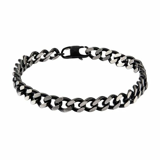 Promo ⌛ Unbranded Men's Black Stainless Steel Chain Bracelet 🔥