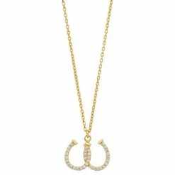Budget 🧨 Unbranded Sterling Silver Cubic Zirconia Double Horseshoe Pendant Necklace 👏