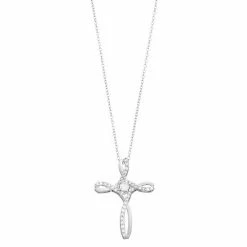 Best deal ⭐ Unbranded Sterling Silver 1/4 Carat T.W. Diamond Cross Pendant Necklace ✨