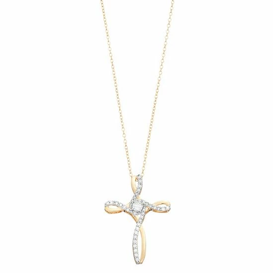 Best deal ⭐ Unbranded Sterling Silver 1/4 Carat T.W. Diamond Cross Pendant Necklace ✨ - Image 2
