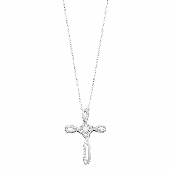 Best deal ⭐ Unbranded Sterling Silver 1/4 Carat T.W. Diamond Cross Pendant Necklace ✨ - Image 3