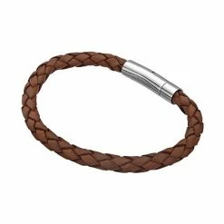 Coupon 🥰 Unbranded Men's Braided Leather Bracelet Dark Brown 🎁