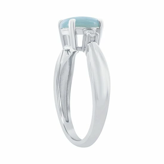 Deals 🔥 Unbranded Sterling Silver Round Larimar With Cubic Zirconia Ring ✔️ - Image 2