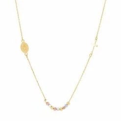 Cheap 🔔 Unbranded 10k Gold, White & Rose Gold Disks & Religious Design Pendant Necklace 🥰