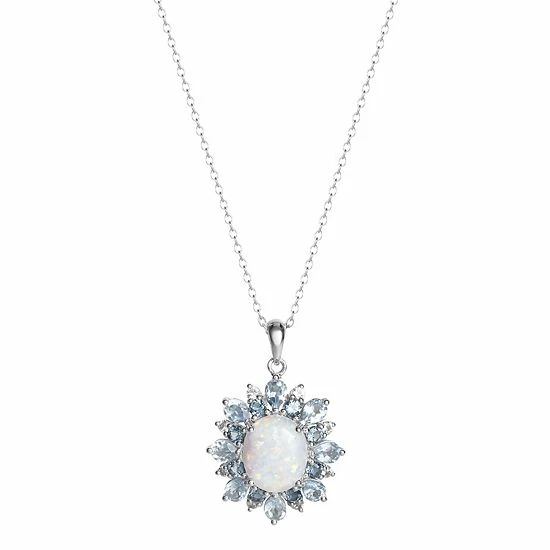 Hot Sale ⌛ Unbranded Sterling Silver Lab-Created Opal & Cubic Zirconia Pendant Necklace 💯 - Image 2