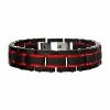 Cheapest 🧨 Unbranded Men's Stainless Steel Black & Red Carbon Fiber Bracelet 🎁
