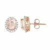 Promo ⭐ Unbranded 10k Rose Gold Over Silver Simulated Morganite Oval Stud Earrings 😀