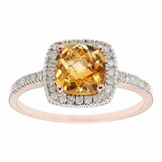 Discount 🔥 Unbranded Citrine 10K Gold & 1/5 Carat T.W. Diamond Frame Ring Yellow 🛒 - Image 4