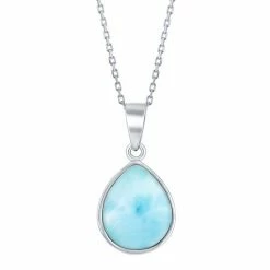 Cheapest 🛒 Unbranded Sterling Silver Larimar Teardrop Pendant Necklace 🌟