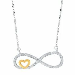Best Pirce 🤩 Unbranded Sterling Silver Lab-Created White Sapphire Heart Infinity Necklace 🧨