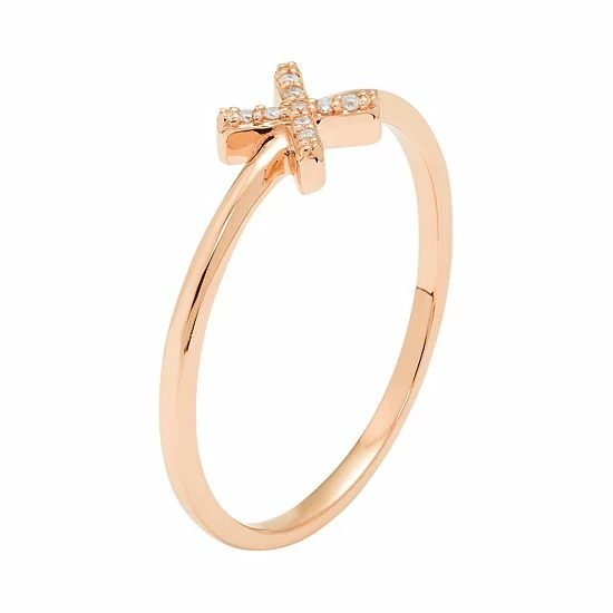 New ๐คฉ Unbranded 10k Gold Diamond Accent X Ring Rose ๐ฏ - Image 2