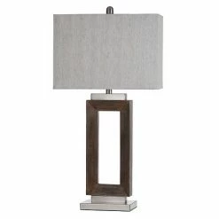 Brand new 🎁 Unbranded Moulded Hollow Rectangle Table Lamp With Brushed Steel Accents ⌛