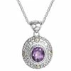 Outlet ❤️ Unbranded Sterling Silver Amethyst Bali Oval Pendant Necklace 💯