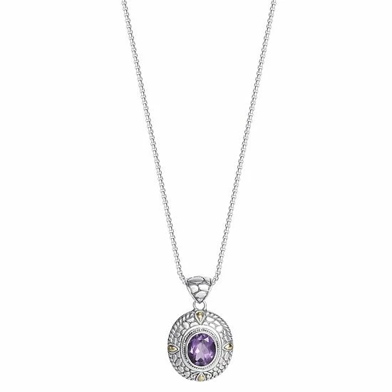 Outlet ❤️ Unbranded Sterling Silver Amethyst Bali Oval Pendant Necklace 💯 - Image 2