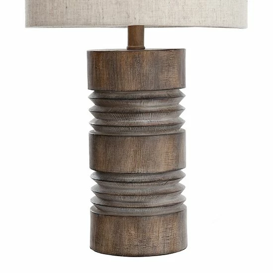 Promo ๐ Unbranded Round Moulded Table Lamp With Ribbed Wood-like Finish โค๏ธ - Image 4