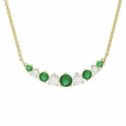 Top 10 🤩 Unbranded 18k Gold Over Silver Lab Created Emerald & White Sapphire Necklace 🌟