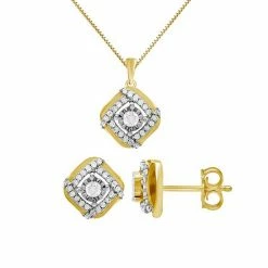 Budget 🔥 Unbranded 14k Gold Over Silver 1/2 Carat T.W. Diamond Earring Set 👍