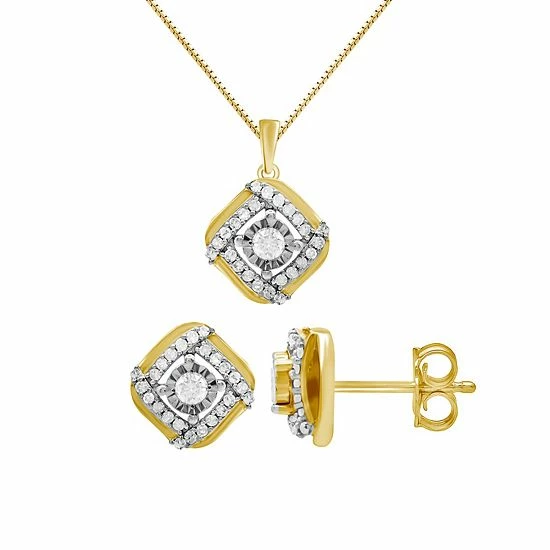 Budget 🔥 Unbranded 14k Gold Over Silver 1/2 Carat T.W. Diamond Earring Set 👍