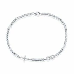 Best deal 🔥 Unbranded Cubic Zirconia Infinity & Cross Tennis Anklet Sterling ✔️